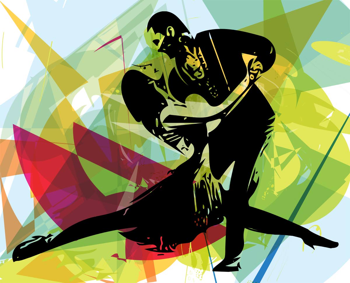 Abstract illustration of a couple dancing Salsa.