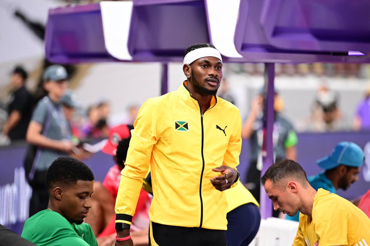 Carey McLeod warms up ahead of the men’s long jump qualifiers at the World Athletics Championships inside the Japan National Stadium yesterday.