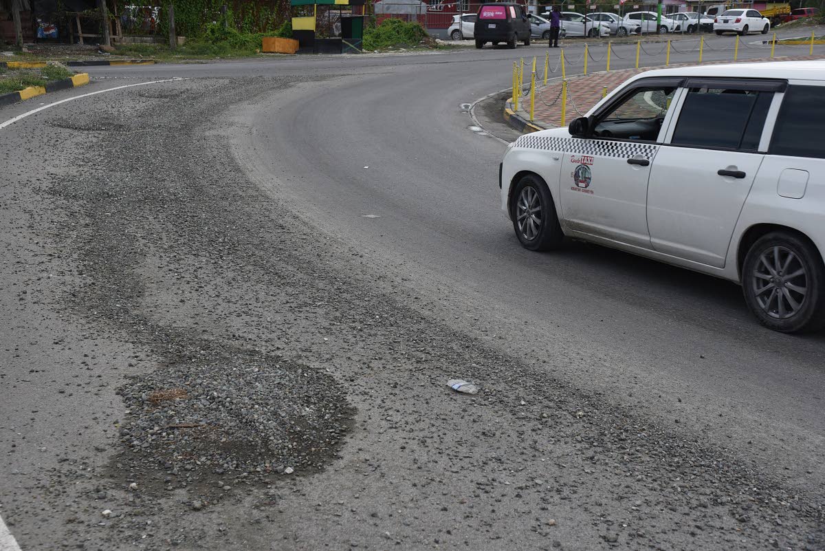 Aggregate along the roadway at the Morant Bay roundabout in St Thomas.