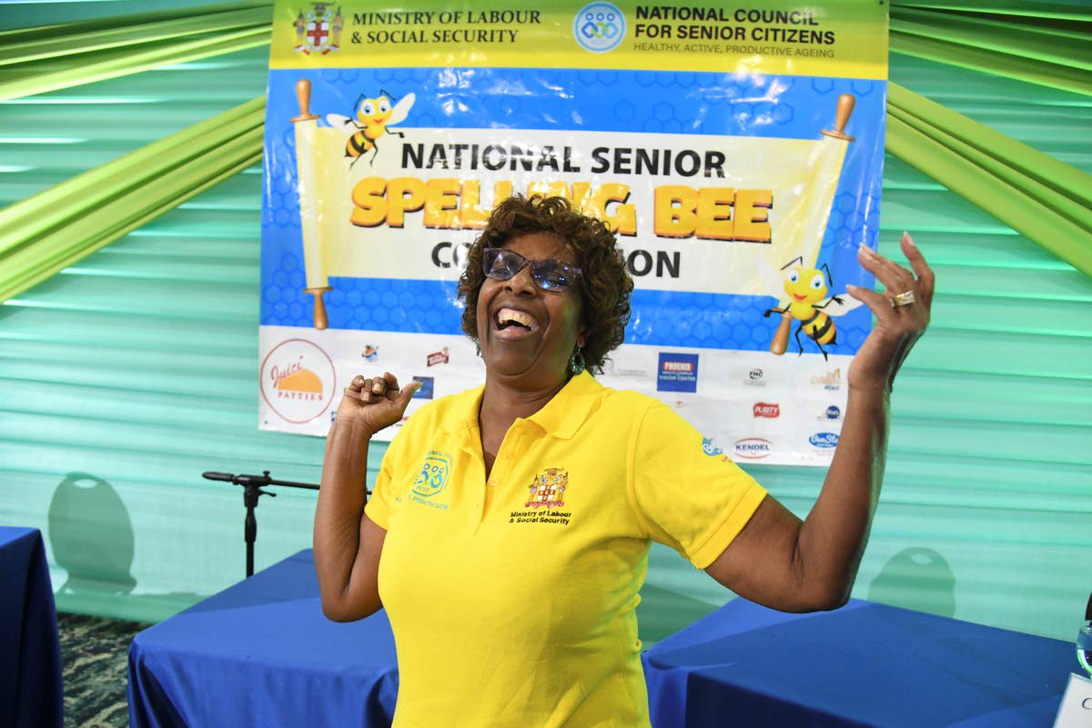 Beverly Been in celebration mode after spelling ‘mageirocophobia’ to win the 2025 National Seniors Spelling Bee competition.