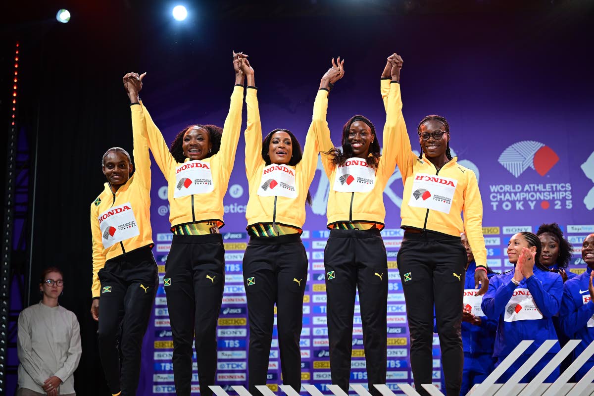 Members of Jamaica’s 4x400 metres team who won silver in the event on the final day of the 2025 World Athletics Championships in Tokyo, Japan. From left: Nickisha Pryce, Andrenette Knight, Stacey-Ann Williams Dajanae Oakley and Roneisha McGregor.  