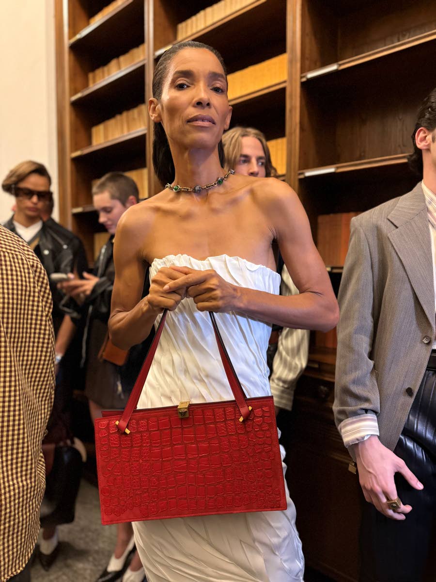 Romae Gordon joins the model line-up inside the Pinacoteca Ambrosiana in Milan, Italy.