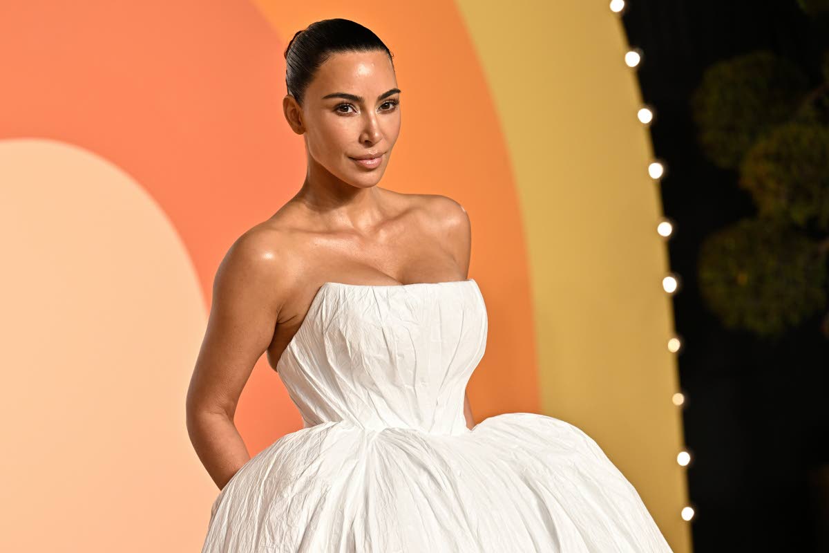 Kim Kardashian arrives at the Vanity Fair Oscar Party on March 2, 2025, in Beverly Hills, California. 