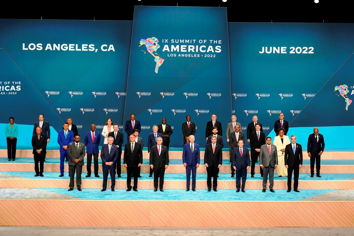 Participants pose for a family photo with heads of state and delegations at the Summit of the Americas, in June 2022, in Los Angeles.