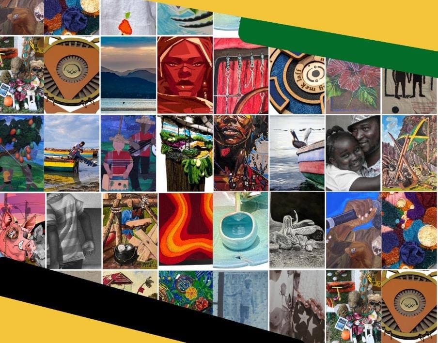 A collage of artwork from the Jamaica Cultural Development Commission’s 2025 Visual Arts Competition.