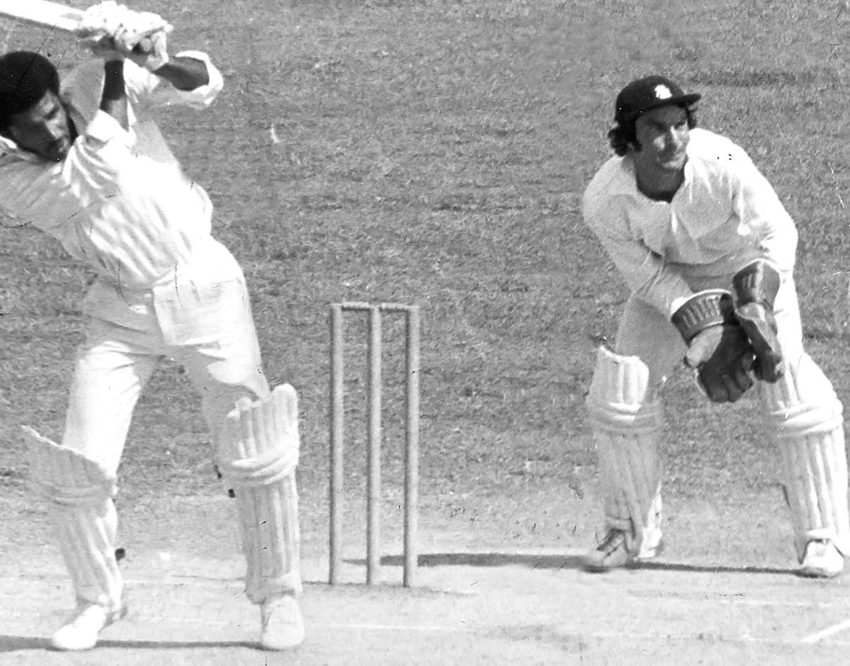 This February 21, 1974 file photo shows Bernard Julien, West Indies all-rounder who bats right-handed and bowls left-handed, playing a shot through the leg side at Sabina Park in the second Test against England. Julien, who set the stage for quick runs, sl