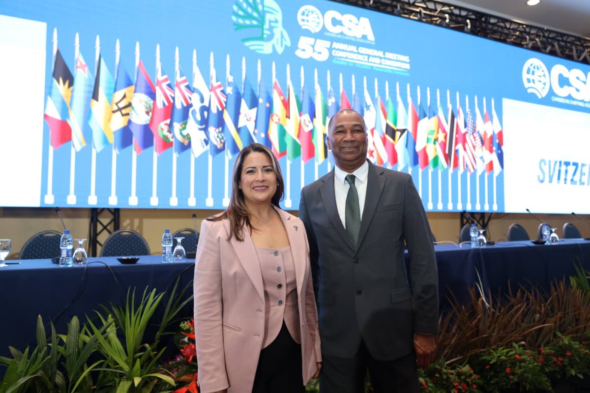 William Brown, president of the CSA, and Maria del Mar Rodriguez, vice-president, following their re-election to lead the Caribbean Shipping Association for the 2025–2026 term.