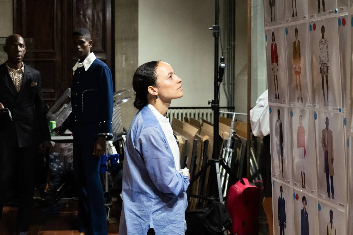Contributed 
Designer Grace Wales Bonner photographed backstage her Pitti Uomo show in Florence, Italy, in June 2022, by ‘New York Times’ photog Clara Vannucci, as SAINT chief executive officer Deiwght Peters (left) and SAINT model Aakesh Henderson loo