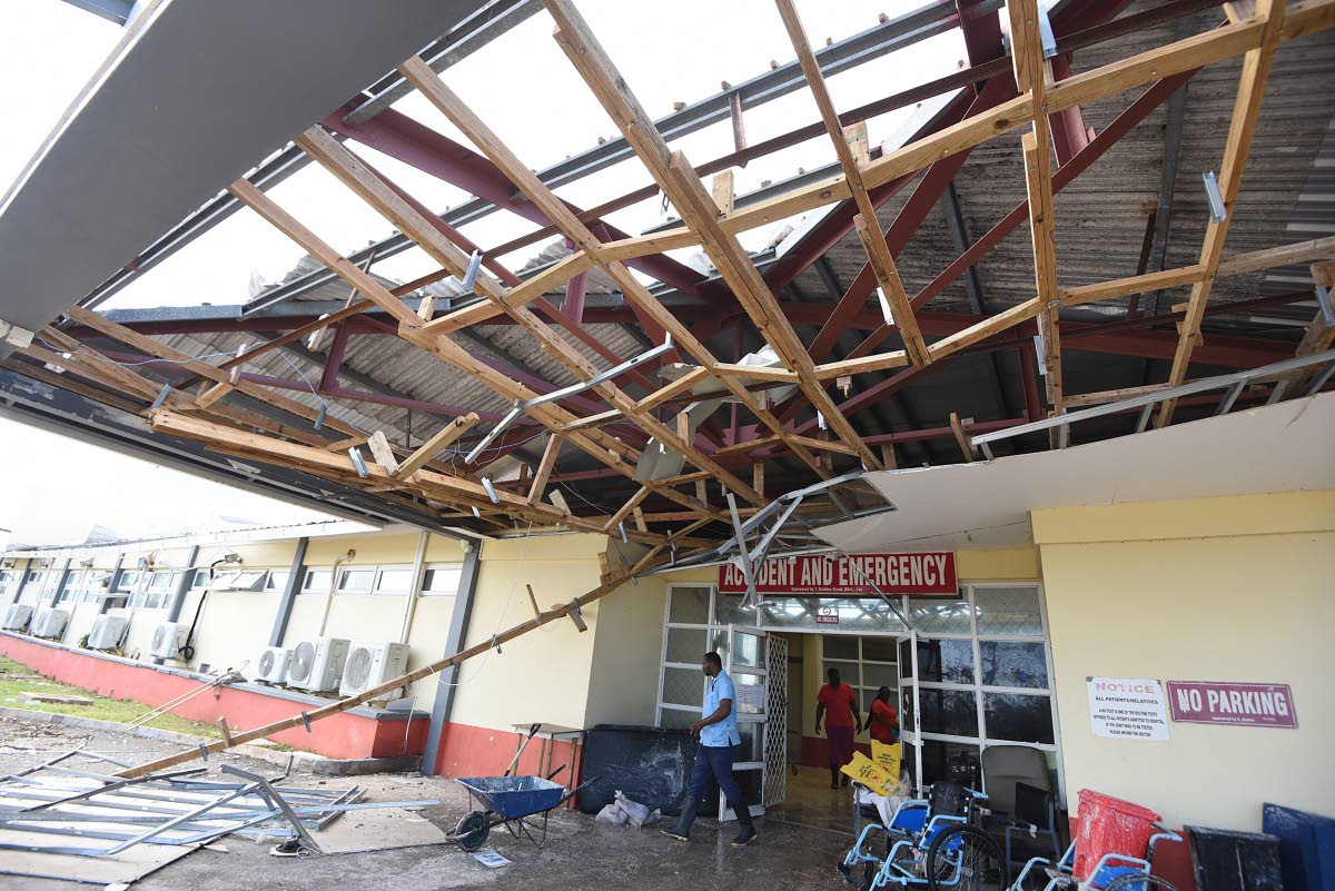 The Accident and Emergency entrance of the Falmouth Hospital in Trelawny was extensively damaged during the passage of Hurricane Melissa.