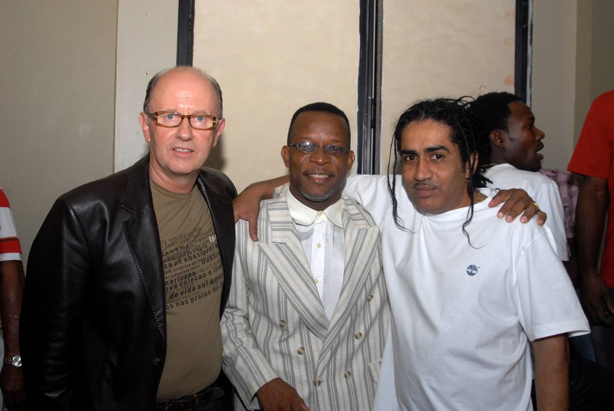 Barry G is flanked by David Rodigan, at left, and sound system selector, Rory Gilligan.