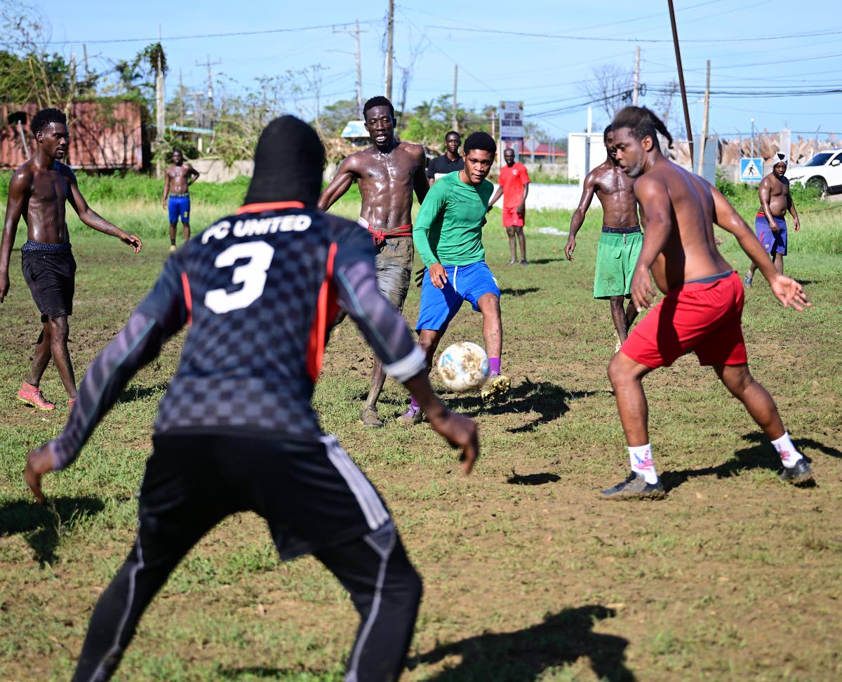 A group of men were seen enjoying a friendly game of scrimmage football at the Sandy Bay Communty Centre, Hanover. ‘life haffi live’ an onlooker said when asked about their activities following the passage of Category 5 Hurricane Melissa.