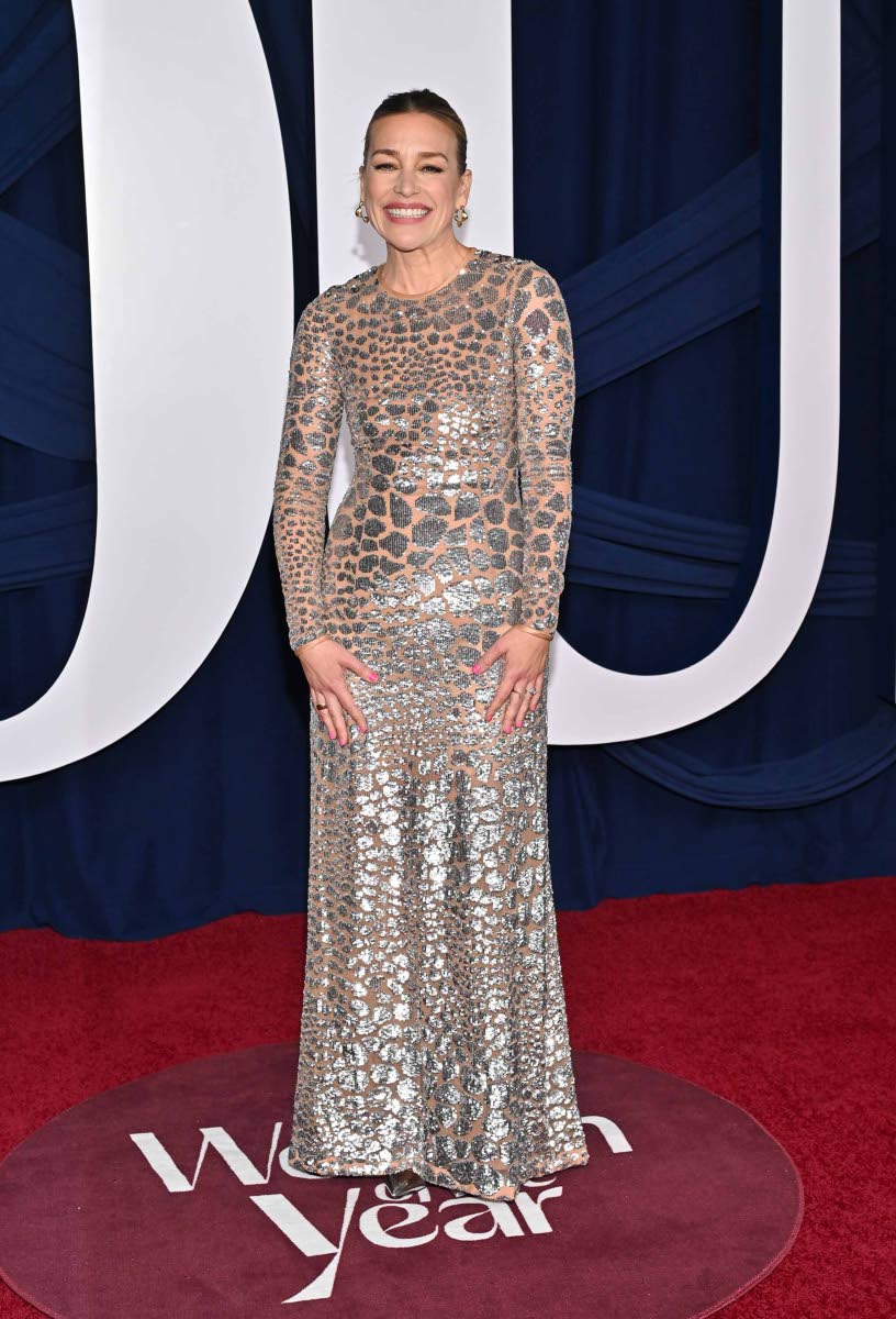 Piper Perabo rewears her silver Michael Kors wedding dress.