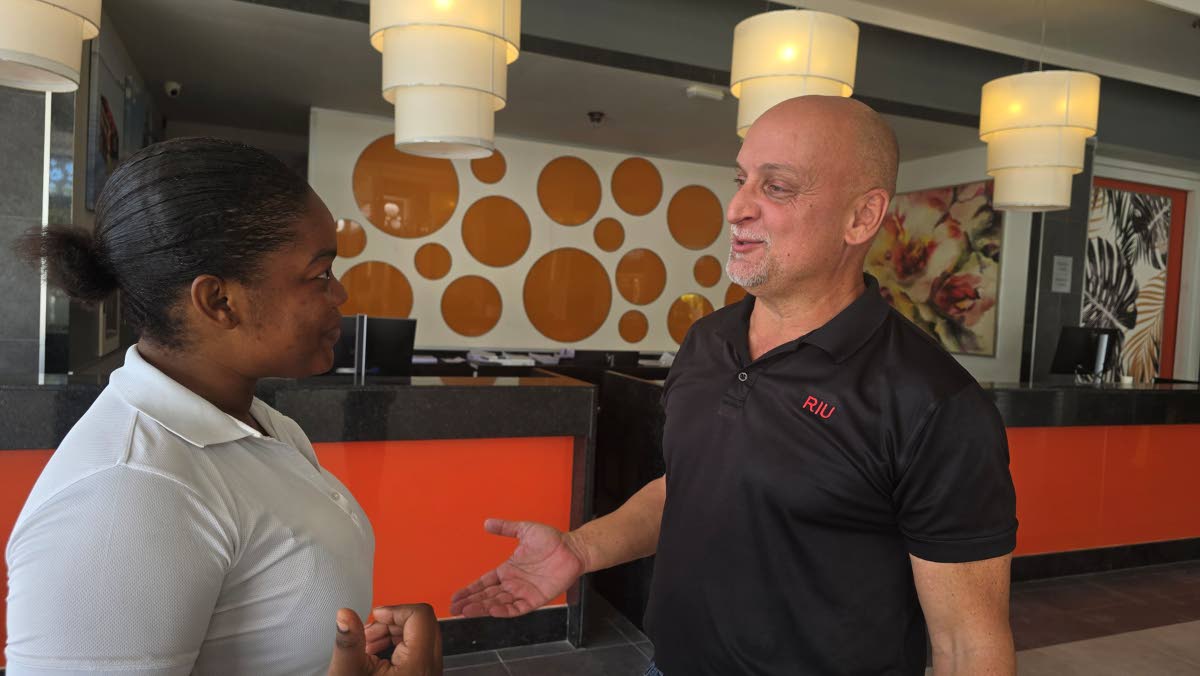 Frank Sondern and Crisina Campbell at RIU Reggae in Montego Bay on Friday morning. 