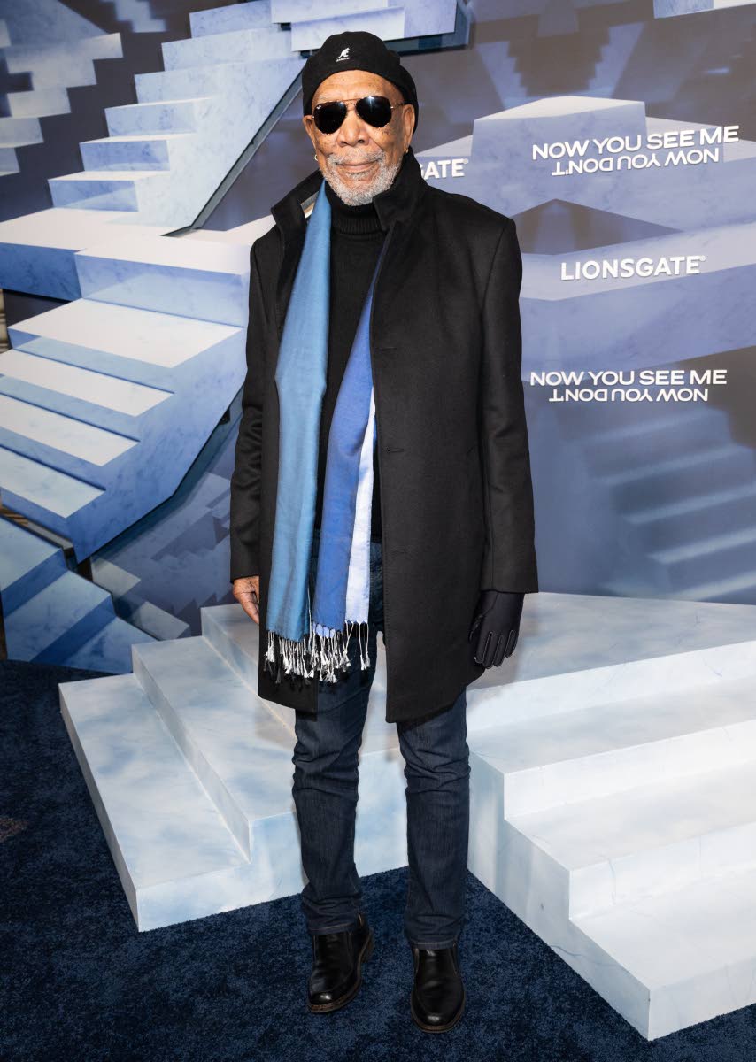 Left: Morgan Freeman is cool and collected at the world premiere of ‘Now You See Me: Now You Don’t’.