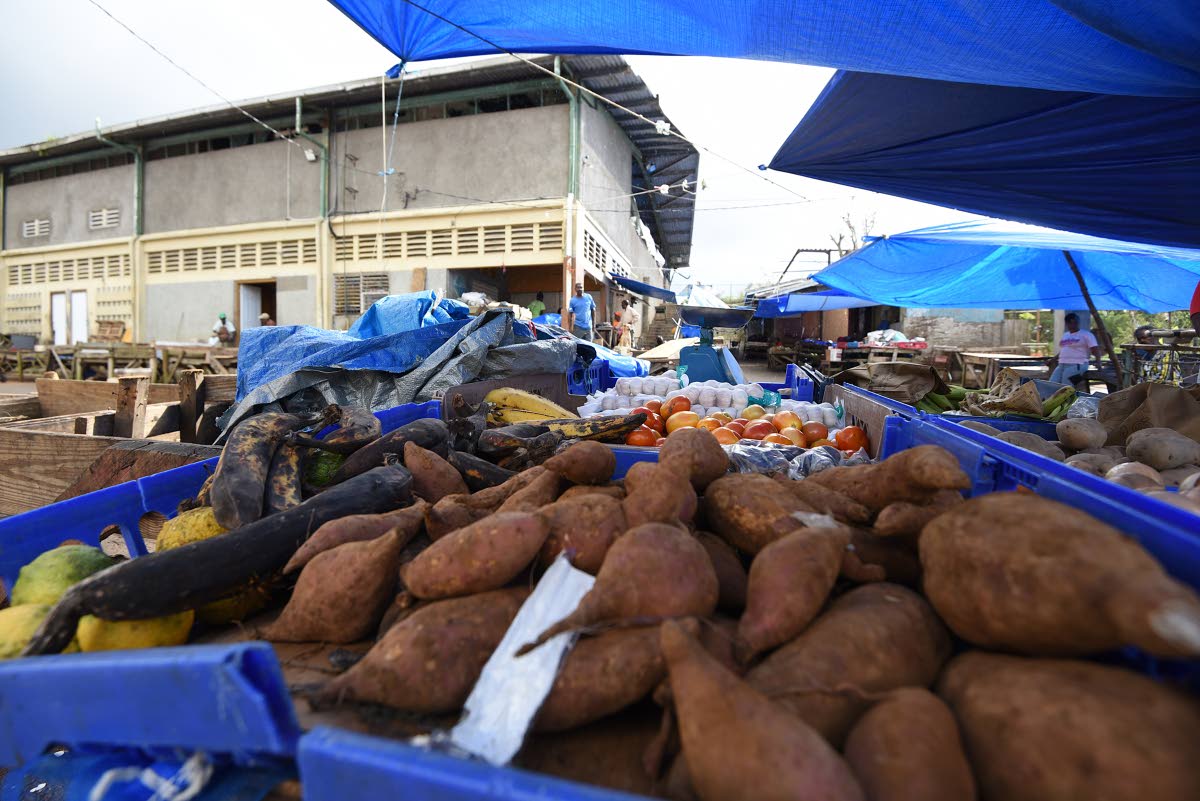 Ground provisions at the Christiana Market in Manchester post-Melissa.