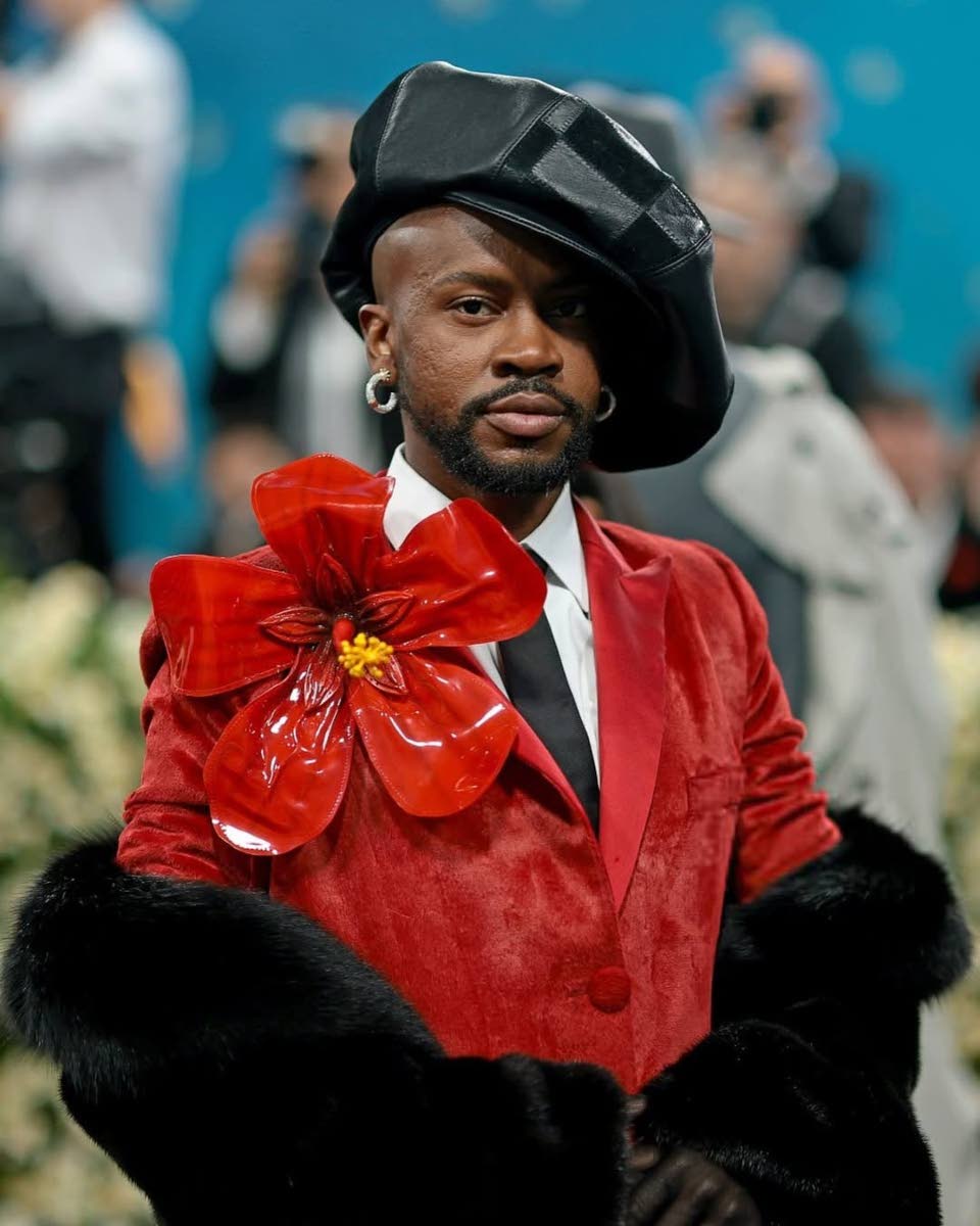 Theophilio founder and creative director Edvin Thompson on the red carpet at the Met Gala in New York in May.