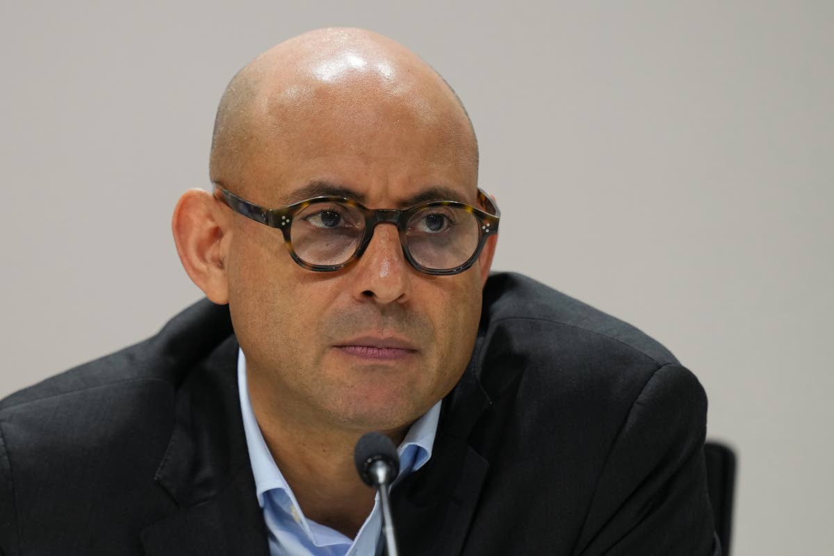 Simon Stiell, United Nations climate chief, speaks during a news conference at the COP30 UN Climate Summit, Saturday, November 22, 2025, in Belem, Brazil.
