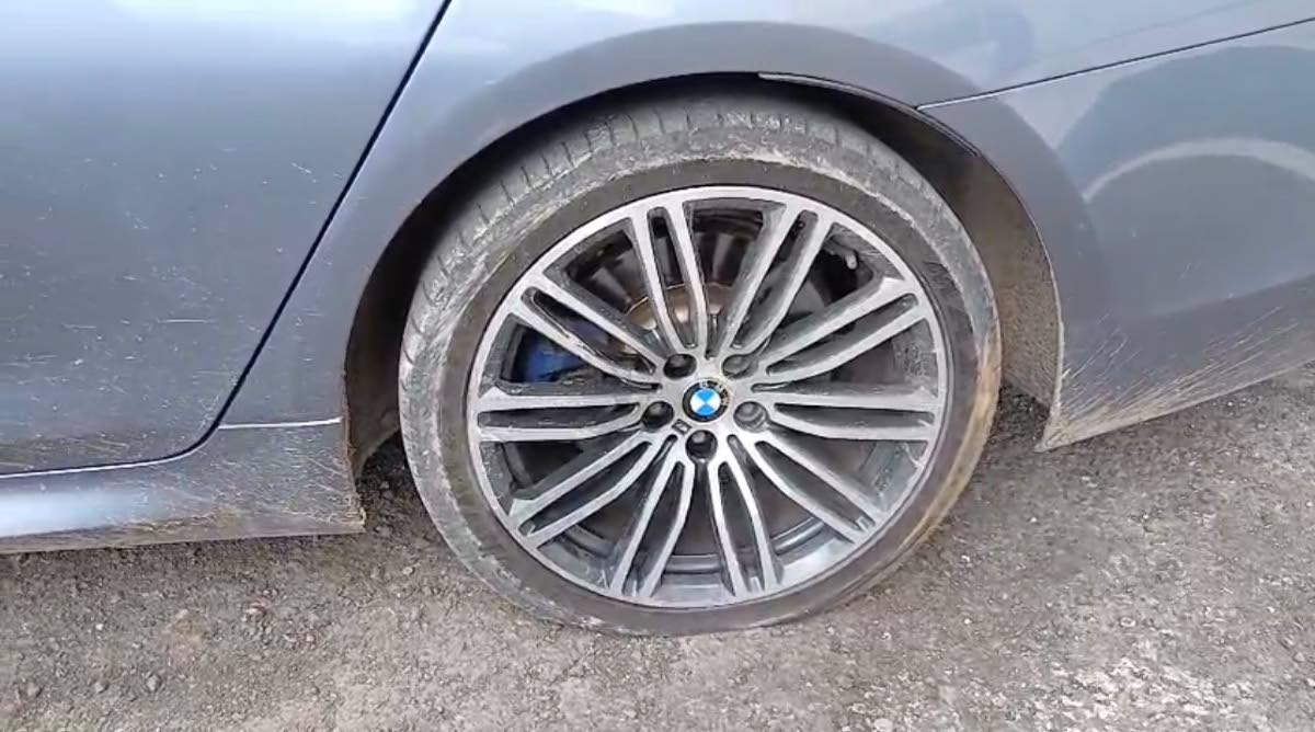 The flat tyre of the vehicle Ellis was driving.