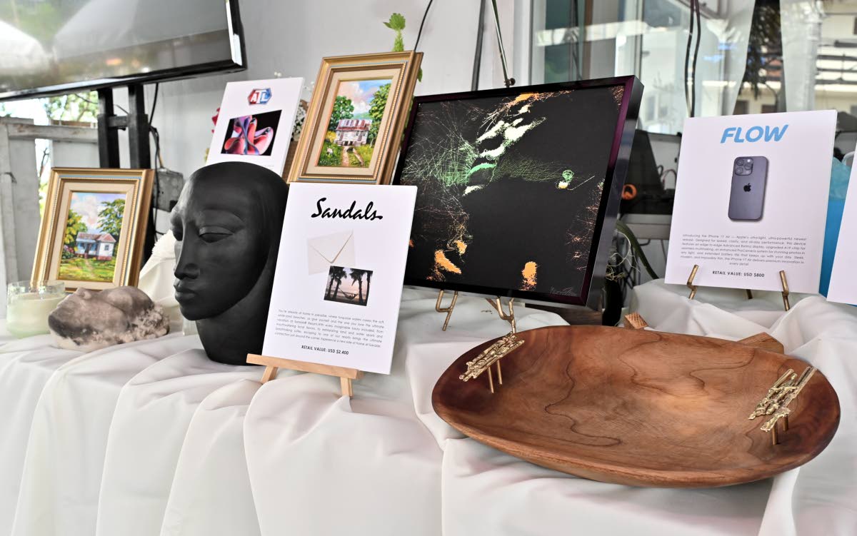 A few of the charity auction items on display.