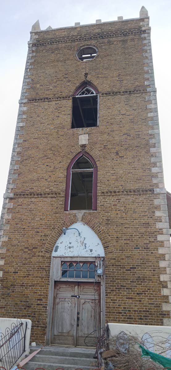 Only the bell tower of St John's Parish Church in Black River, St Elizabeth was left undisturbed by Hurricane Melissa.