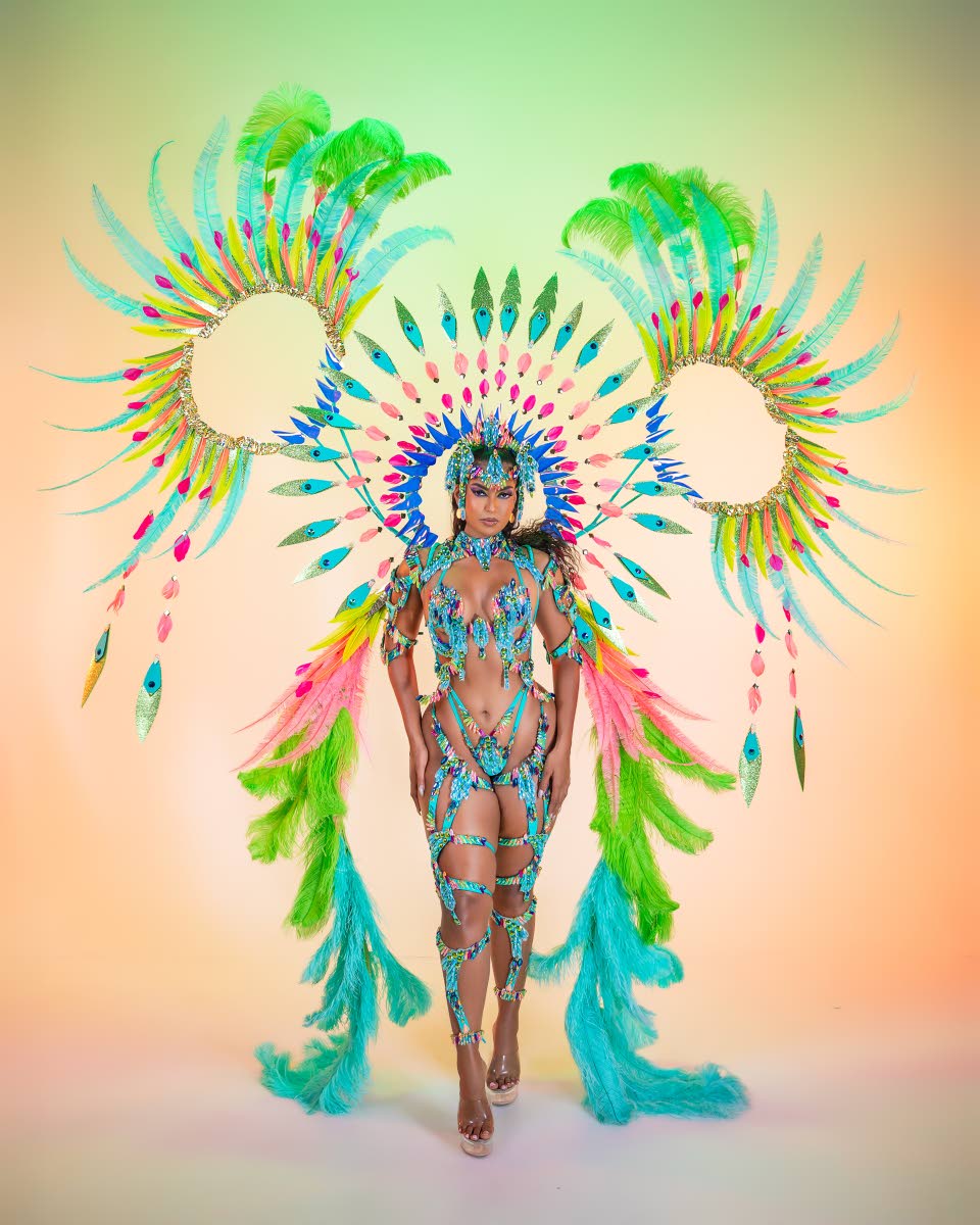 Mirage frontline with ultimate backpack brings a surreal edge to the Infiniti theme, blending illusion-inspired detailing with fluid silhouettes and expansive feather work. It was designed by Douglas John to feel both powerful and ethereal.