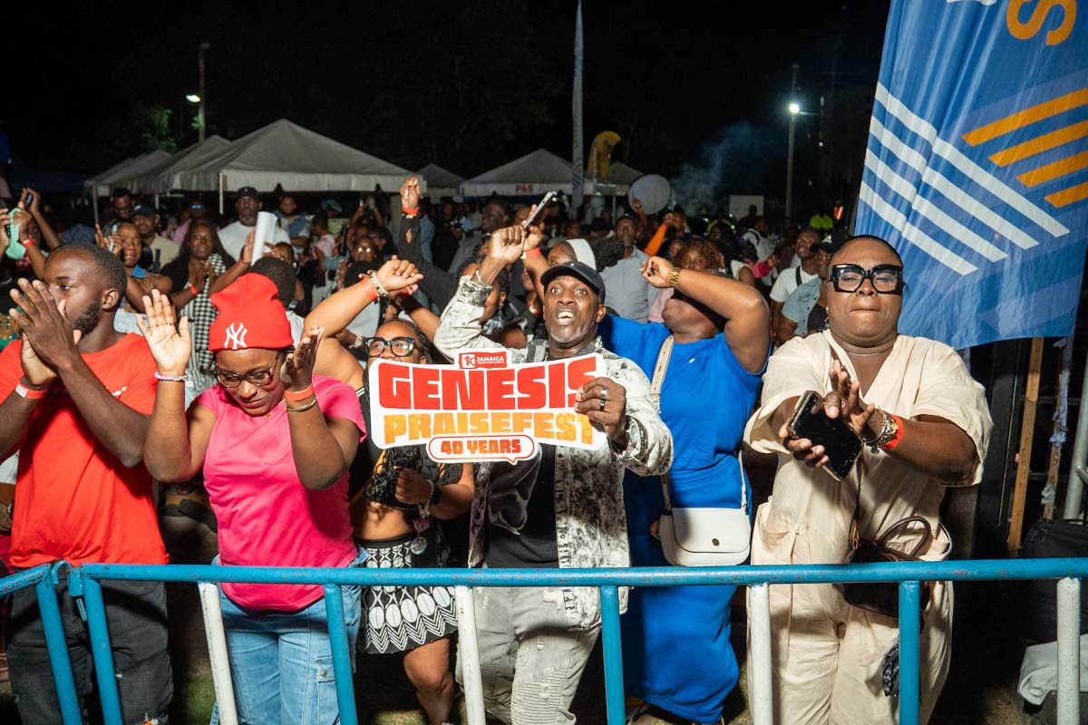 Attendees sing and dance along to the various performances at Genesis Praise Fest.
