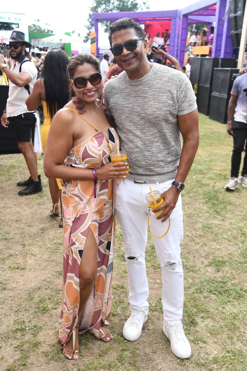 CEO of Seprod Group Richard Pandohie (right) and wife, Jamaica Food and Drink Kitchen Director Nicole Pandohie, make a stylish appearance at the Sunnation Sunrise event.