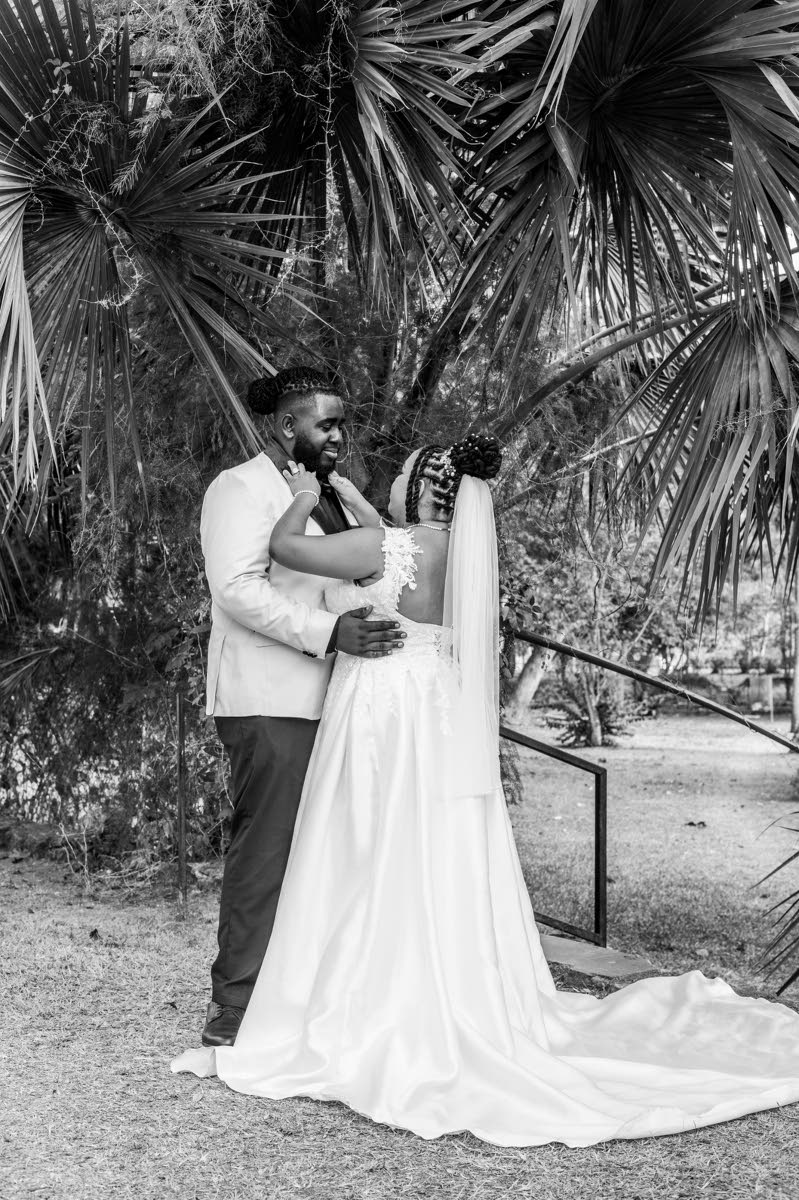 Stefon and Danae are captured in a sweet snap on their wedding day. 