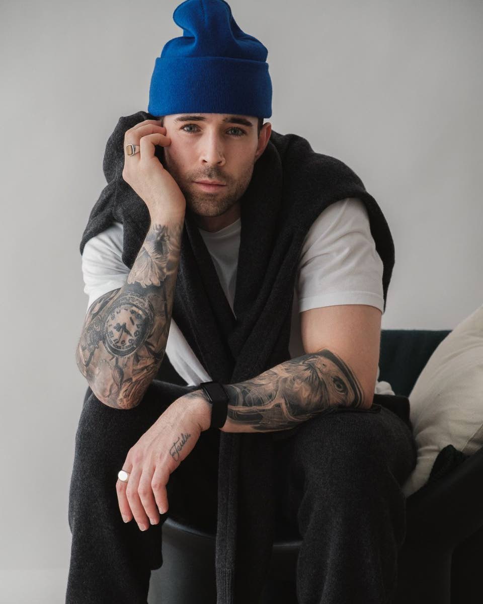 Left: British-based menswear designer and digital creator Daniel Simmons.