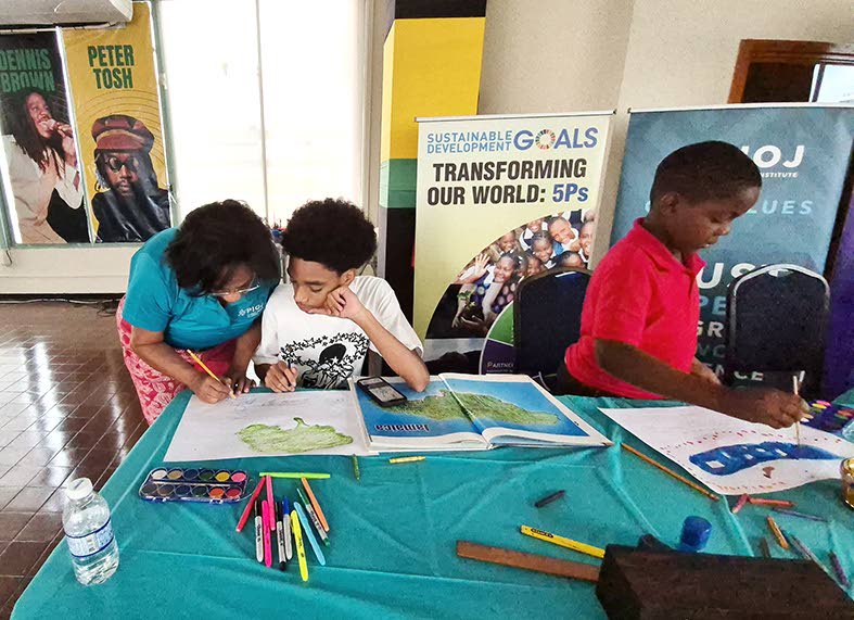 Student of Pre-U Polytech, Basil Davidson, participated in an art workshop on December 22 held by the PIOJ Sustainable Development Goals (SDG) Secretariat.
