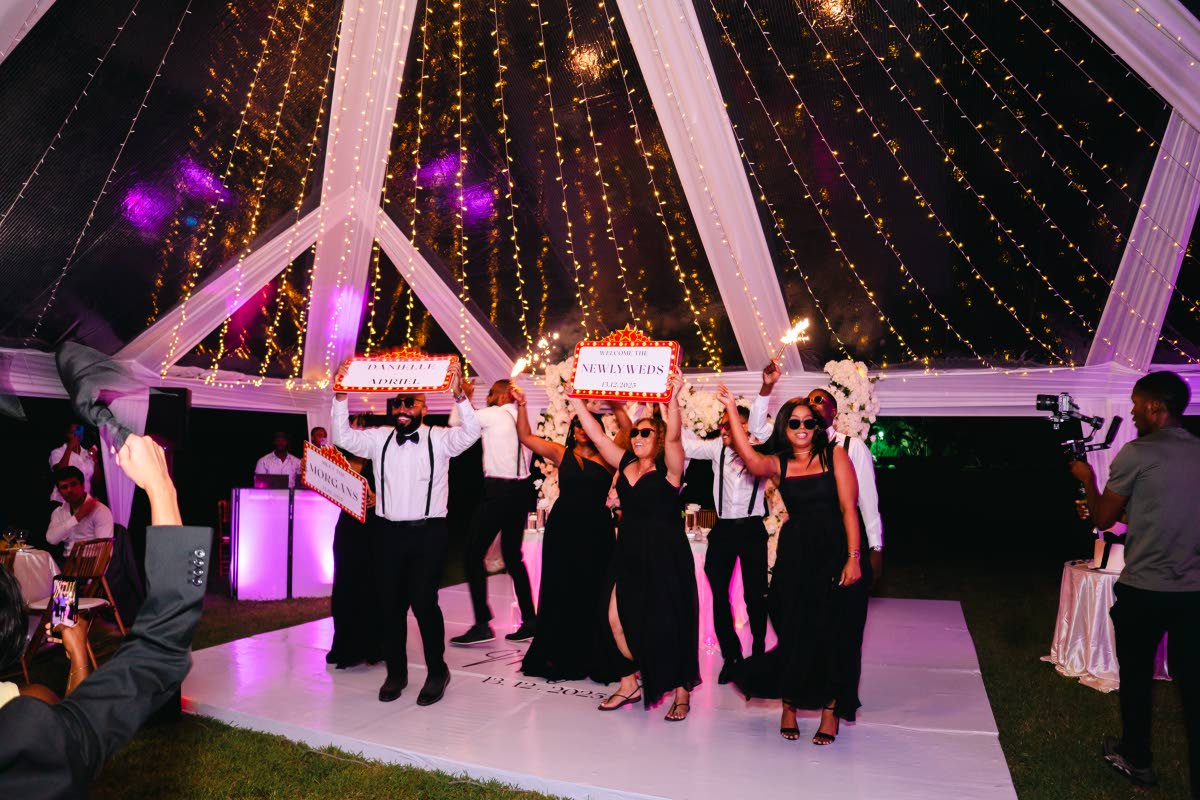 The bridal party energises the reception as they prepare for the bride and groom’s grand entrance.
