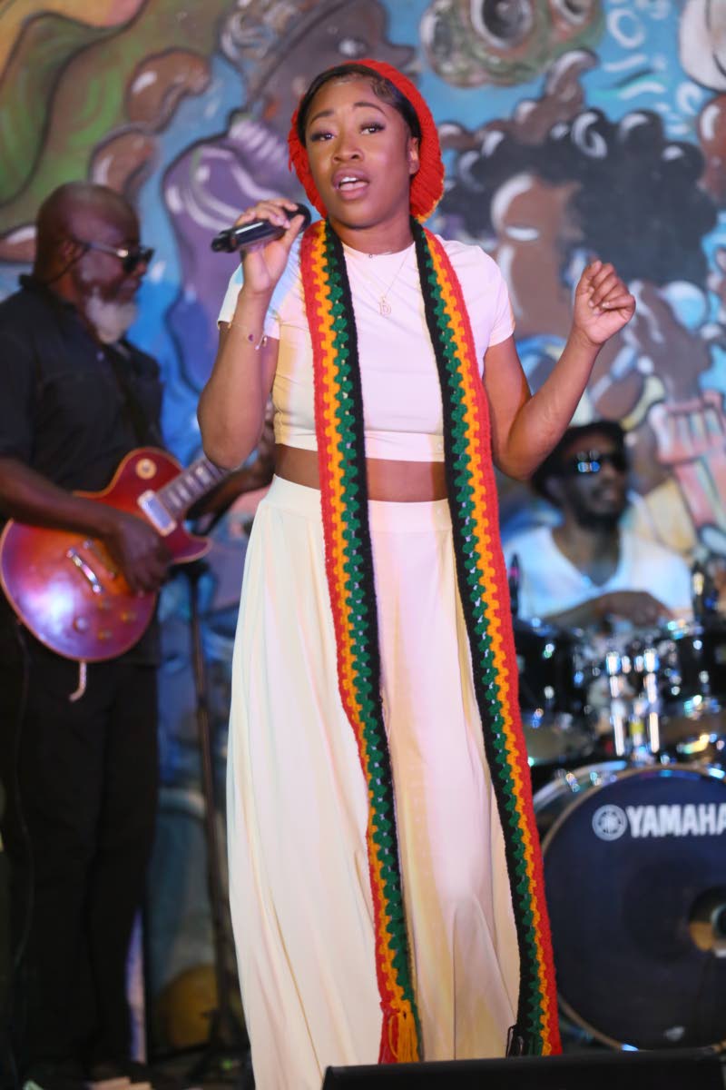 Davianah performing at Rootsman Skankin’, Bunny Wailer’s 78th Earthday Celebration held Thursday April 10, 2025, at 3 Greenvale Avenue, St Andrew.