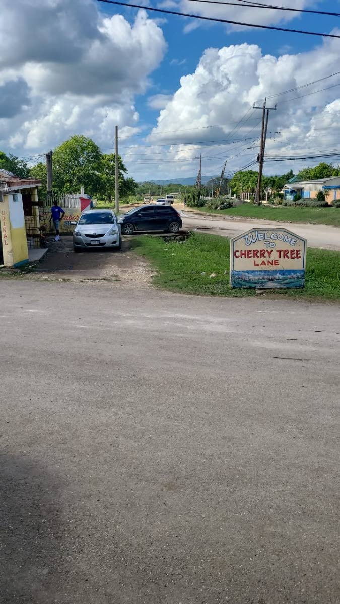 Entrance to Cherry Tree in Clarendon, where marl and river shingles have been laid to strengthen the base and reduce mud during rainfall.
