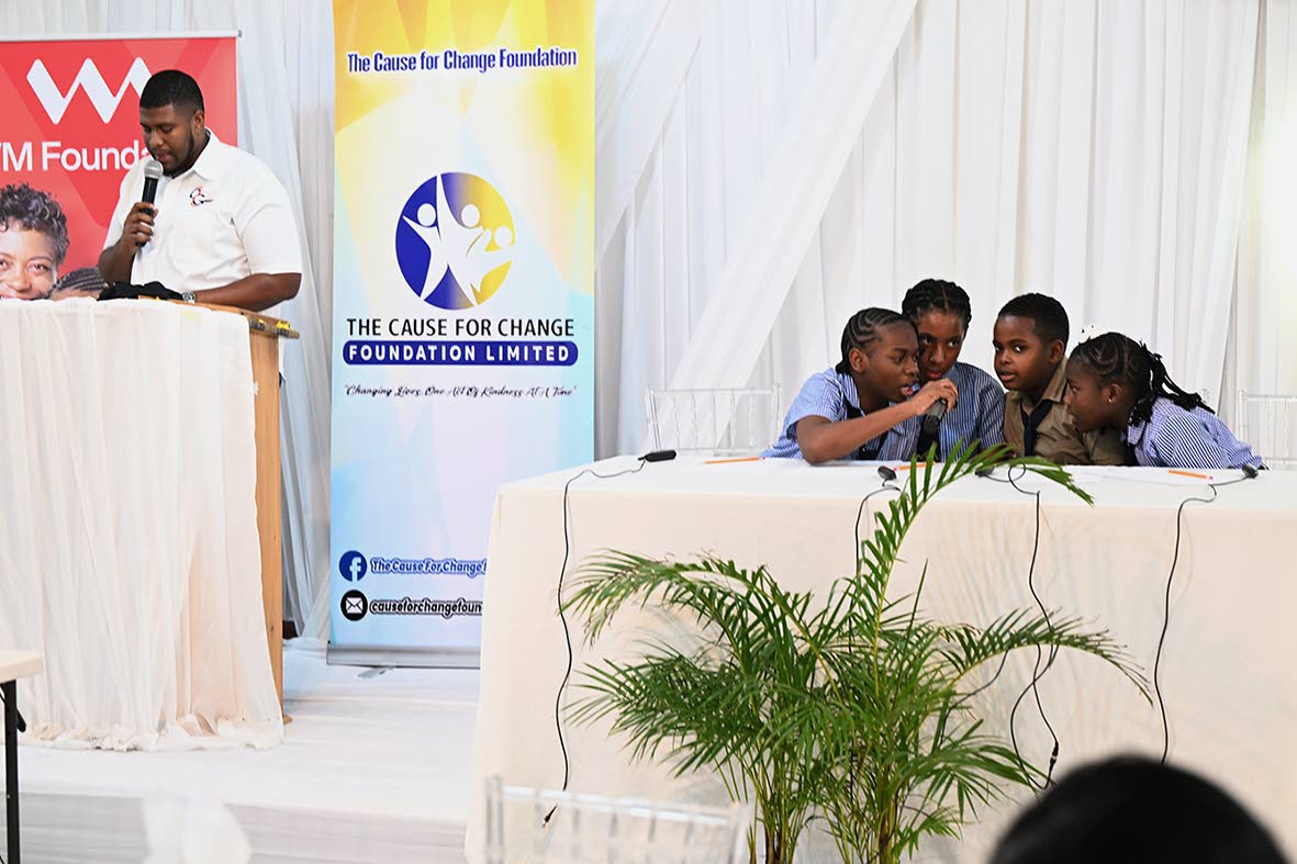 Members of the winning Brown’s Town Primary quiz team, participate in the final match of the Environmental Quiz and Expo competition.