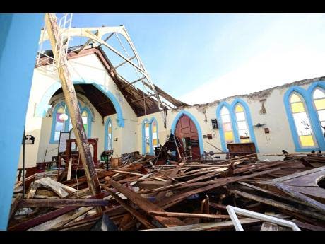 The roof of St Thomas Anglican Church in Lacovia, St Elizabeth was decimated by Hurricane Melissa in October 2025. 