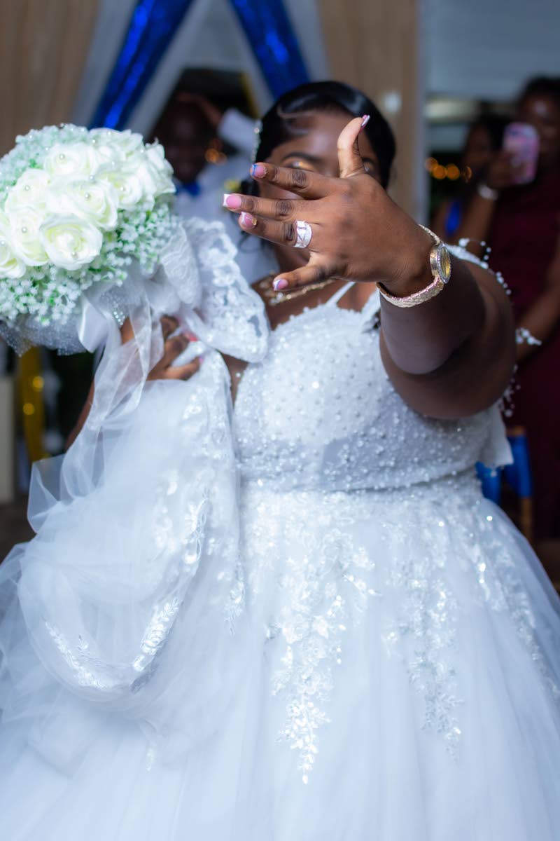 Officially Mrs Stephenson, Keisha proudly shows off her ring.