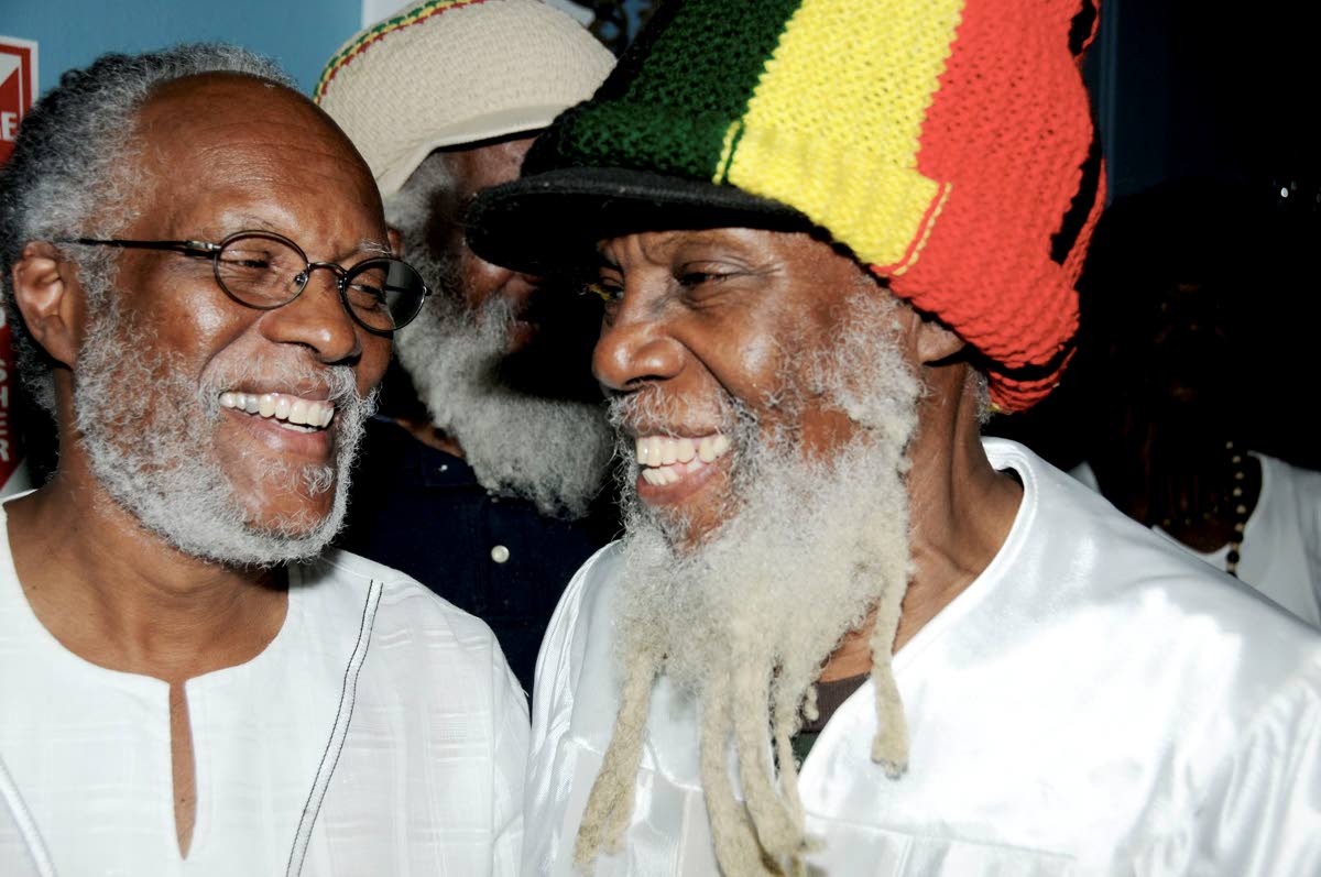 Curator of the Jamaica Music Museum and moderator of the Grounation series, Herbie Miller (left) and Brother Ras Michael at the 2013 edition of the series. 