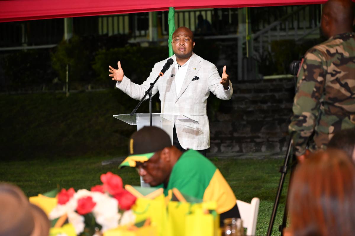 Minister of Foreign Affairs of the Republic of Ghana, Samuel Okudzeto Ablakwa, gives remarks during a welcome reception and tour at the Seville Great House in St Ann.
