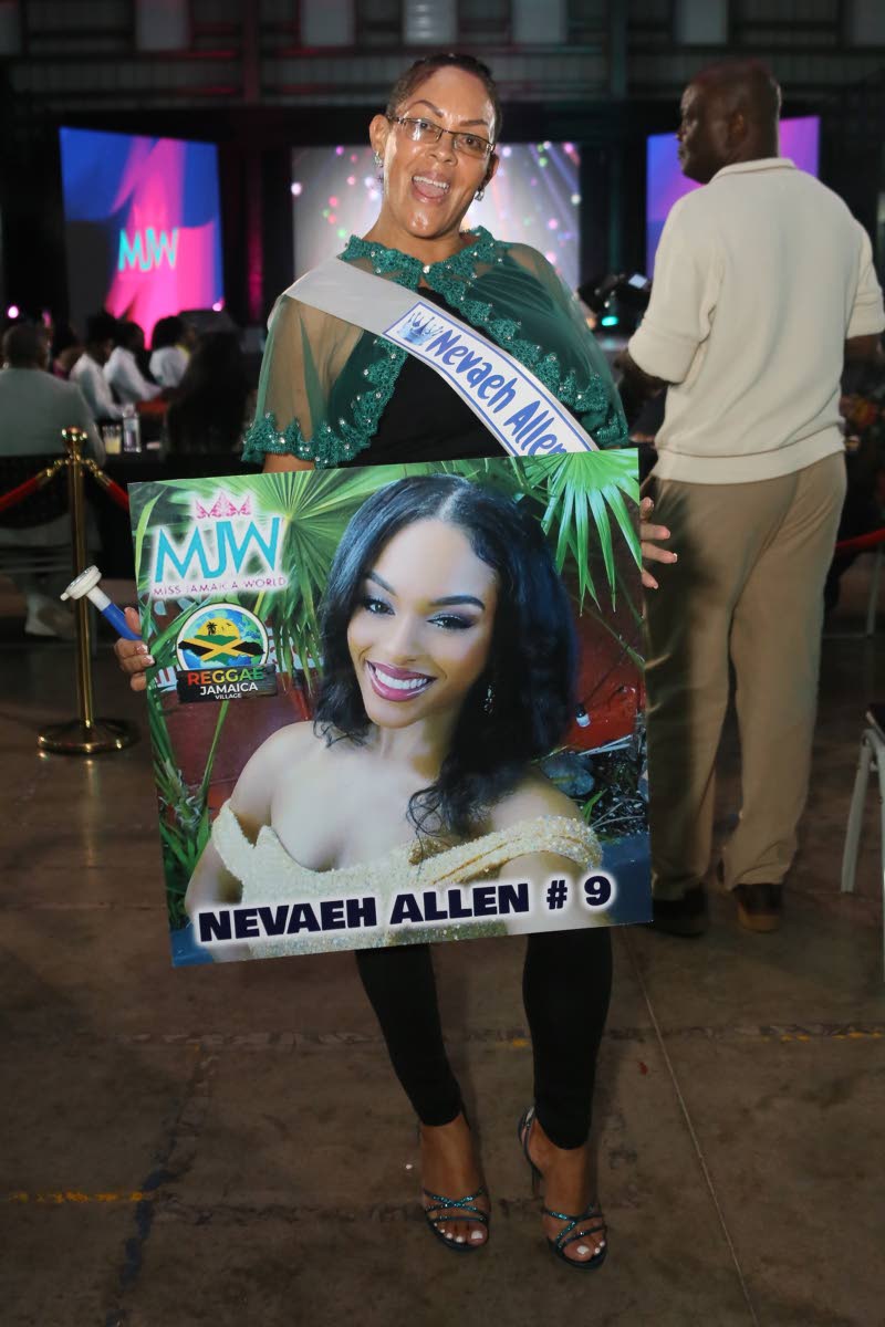 Proud mother Simone Franks proudly shows her support for her daughter, the newly crowned Miss Jamaica World Nevaeh Allen.