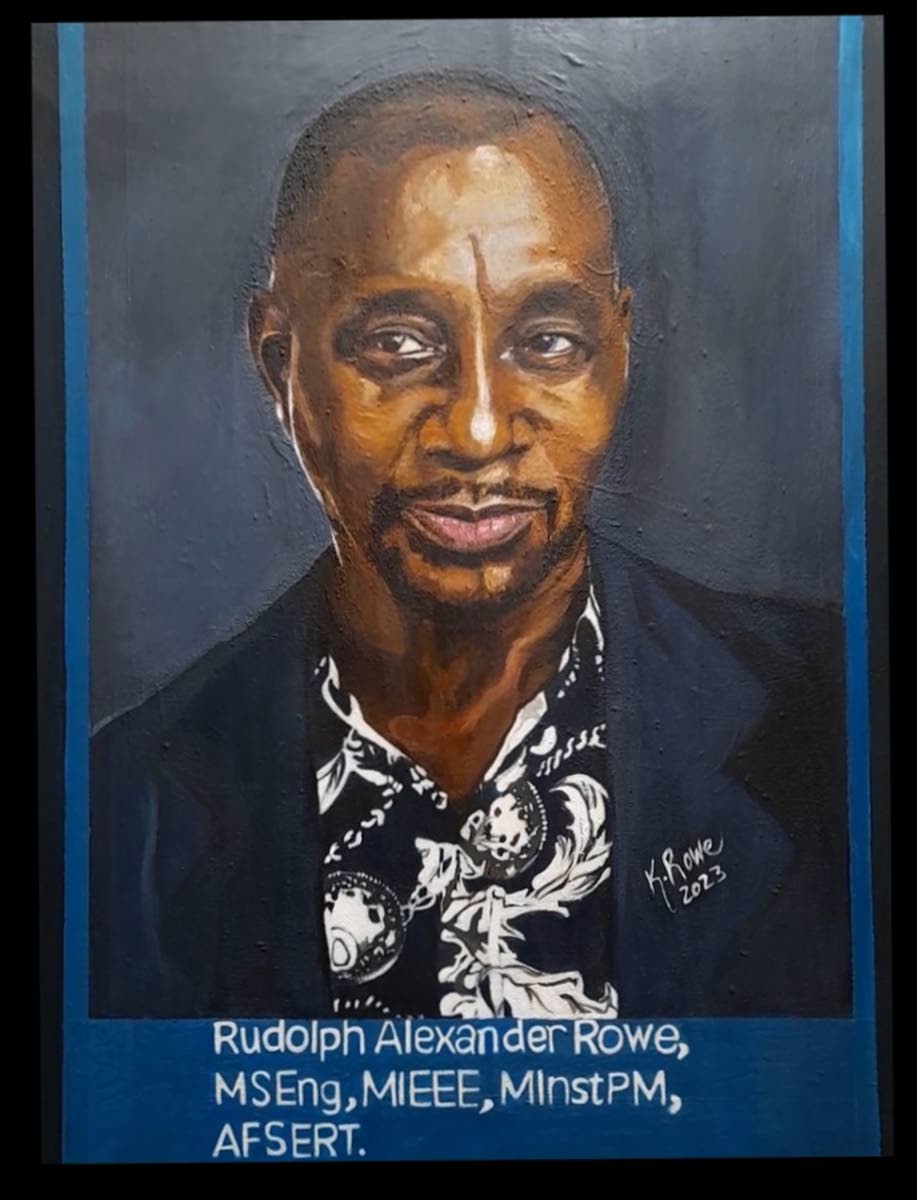 The supertalent painted this amazing portrait of local entrepreneur and business writer, Rudolph Alexander Rowe.