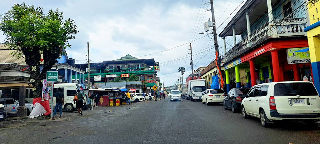 Improper parking and street vending in Annotto Bay, St Mary.
