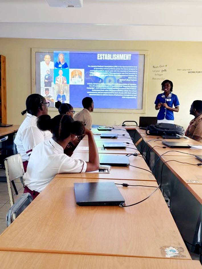 Region One Vice President Gabrielle Williams, on a courtesy call at Denham Town High School, a previously inactive school in JPA. A presentation was done on the overview of the JPA.