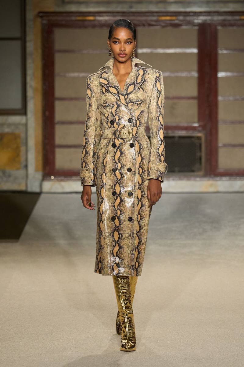 SAINT’s Tami Williams in Look 11 from Sergio Hudson’s 10th anniversary fall 2026 collection show held at the New York Public Library last Friday.