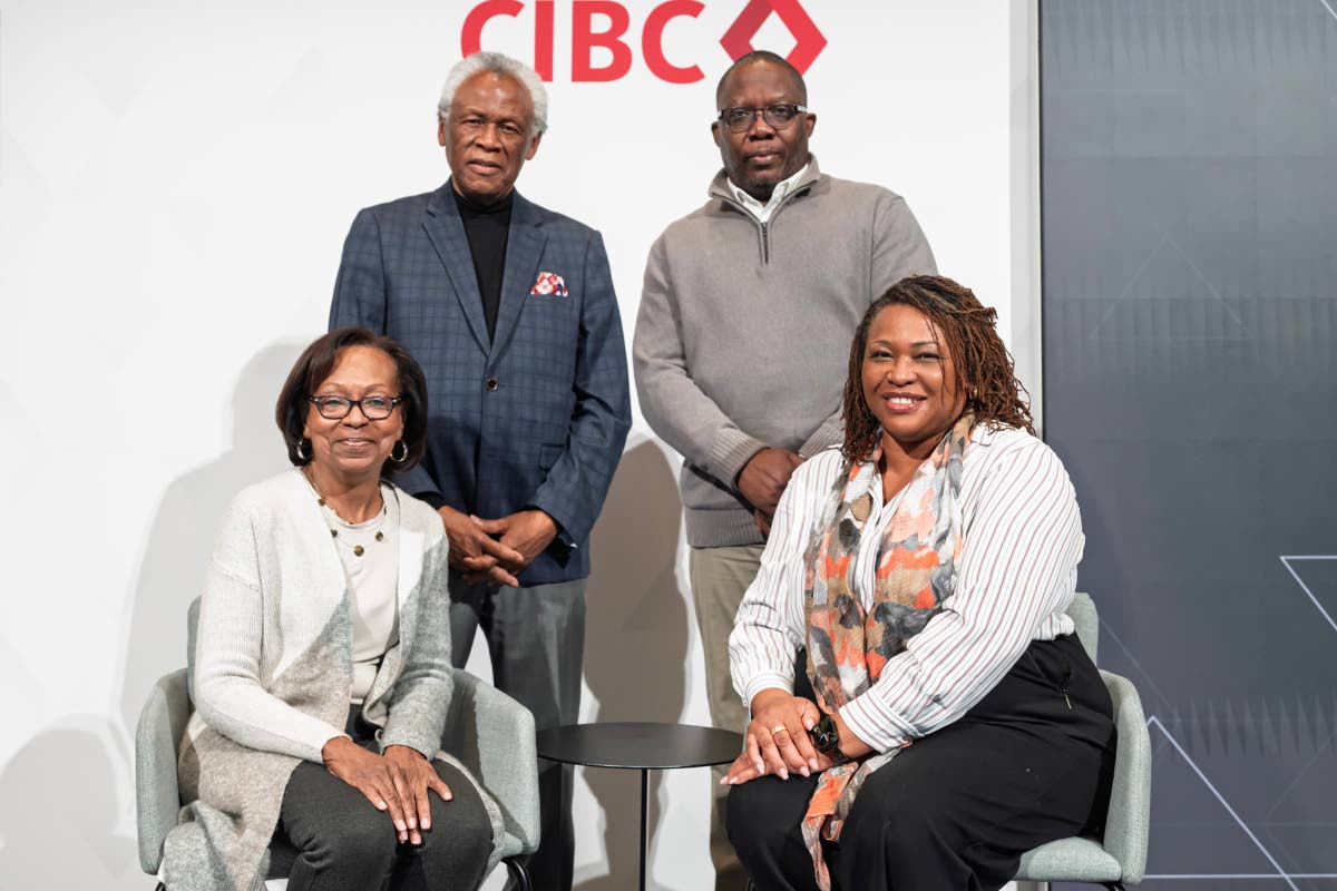 The leadership team of the Lifelong Leadership Institute, Trevor Massey (left, standing), chair; Lenworth Wallace, manager ,projects and measurement; Annette Morris (left, seated), mentorship consultant; and Angela Henry, director, communications and marke