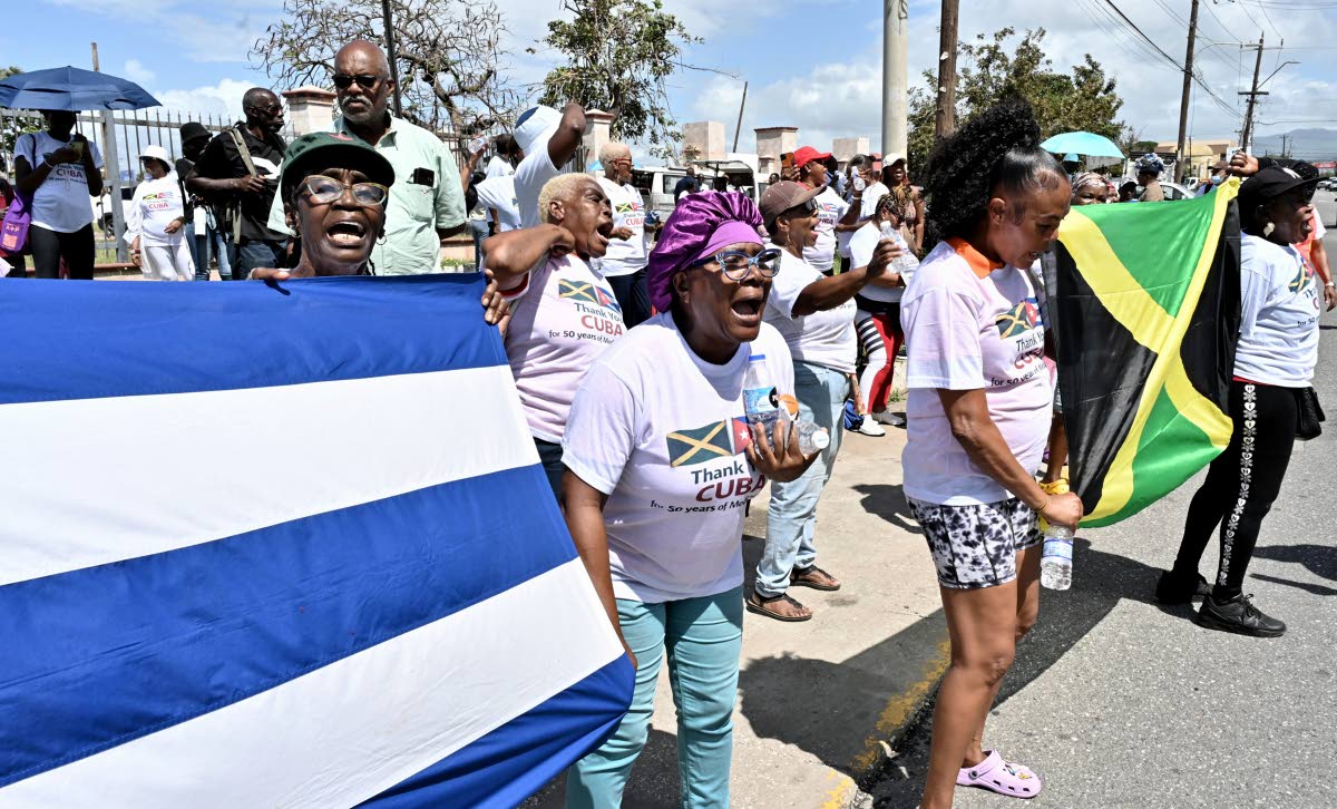 Supporters of Cuban medical workers participating in the Gratitude Walk. 