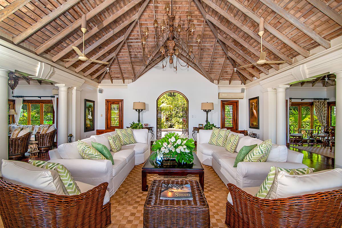 The main family room completely opens up to other areas of the house.