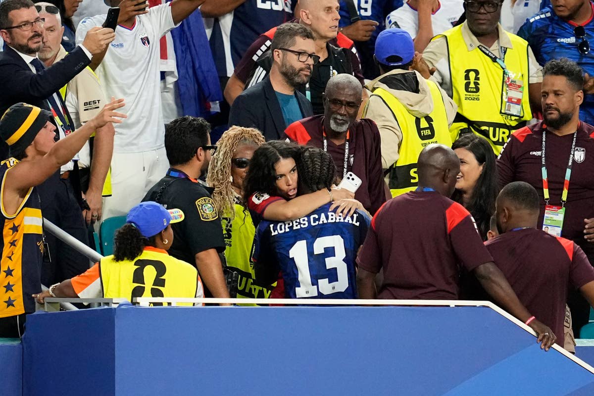 Cape Verde’s Sidny Lopes Cabral (13) celebrates their second goal in the stands during the World Cup round-of-32 match against Argentina in Miami Gardens, Florida, on Friday, July 3.