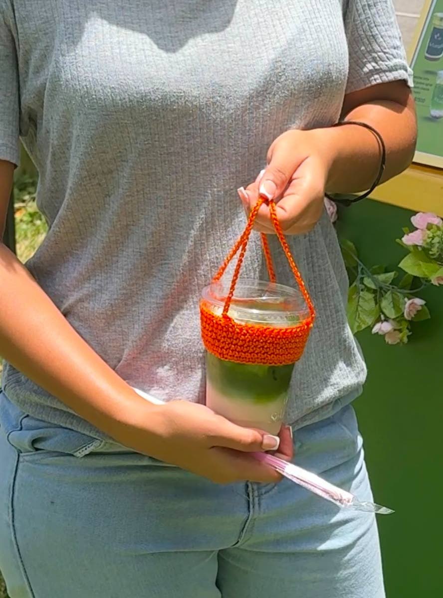 Brown’s customised cup holders, designed through her other business, Island Gyal Shoetique.