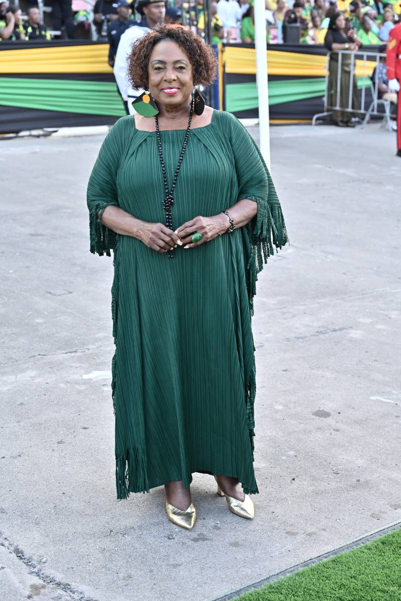 Olivia Grange, minister of culture, gender, entertainment and sport, promised a great Grand Gala and did not disappoint. She attends the event in a green pleated dress with fringe details.