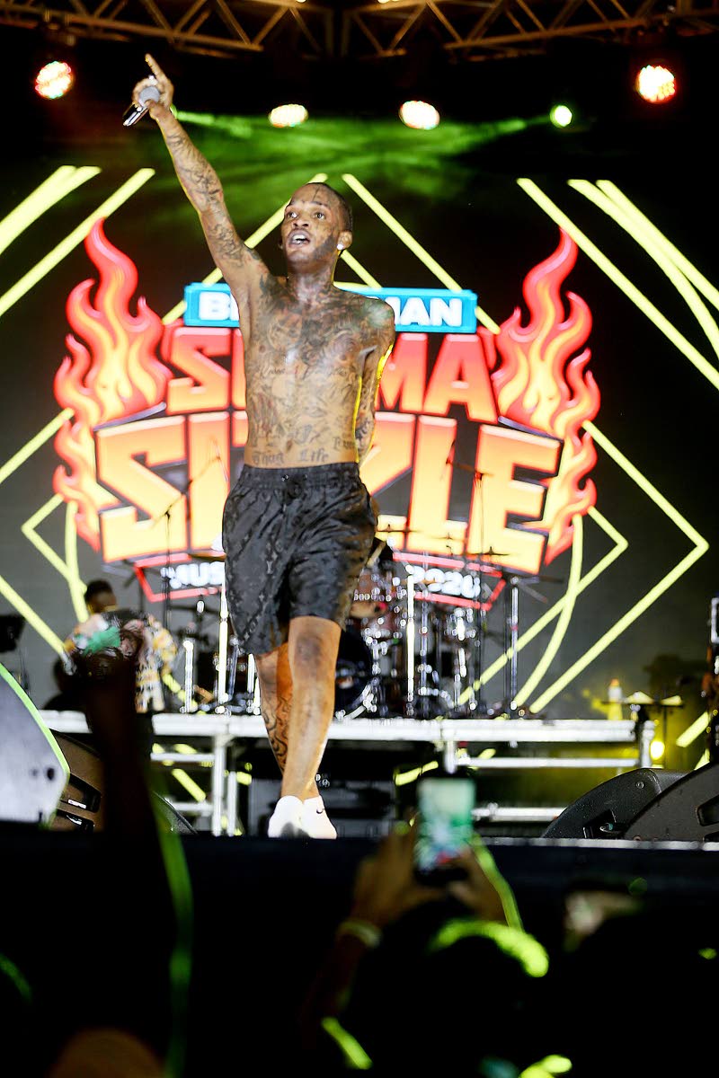 By the time he had ended his performance Skeng was wearing shorts and socks only.